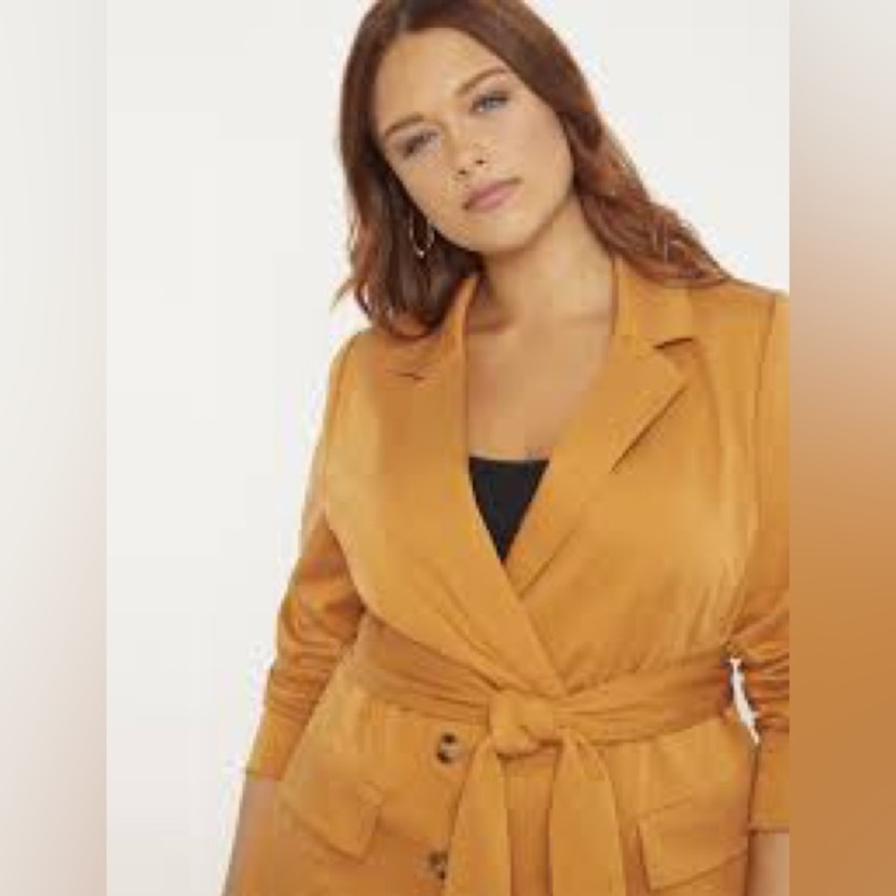 Eloquii double breasted blazer with tie